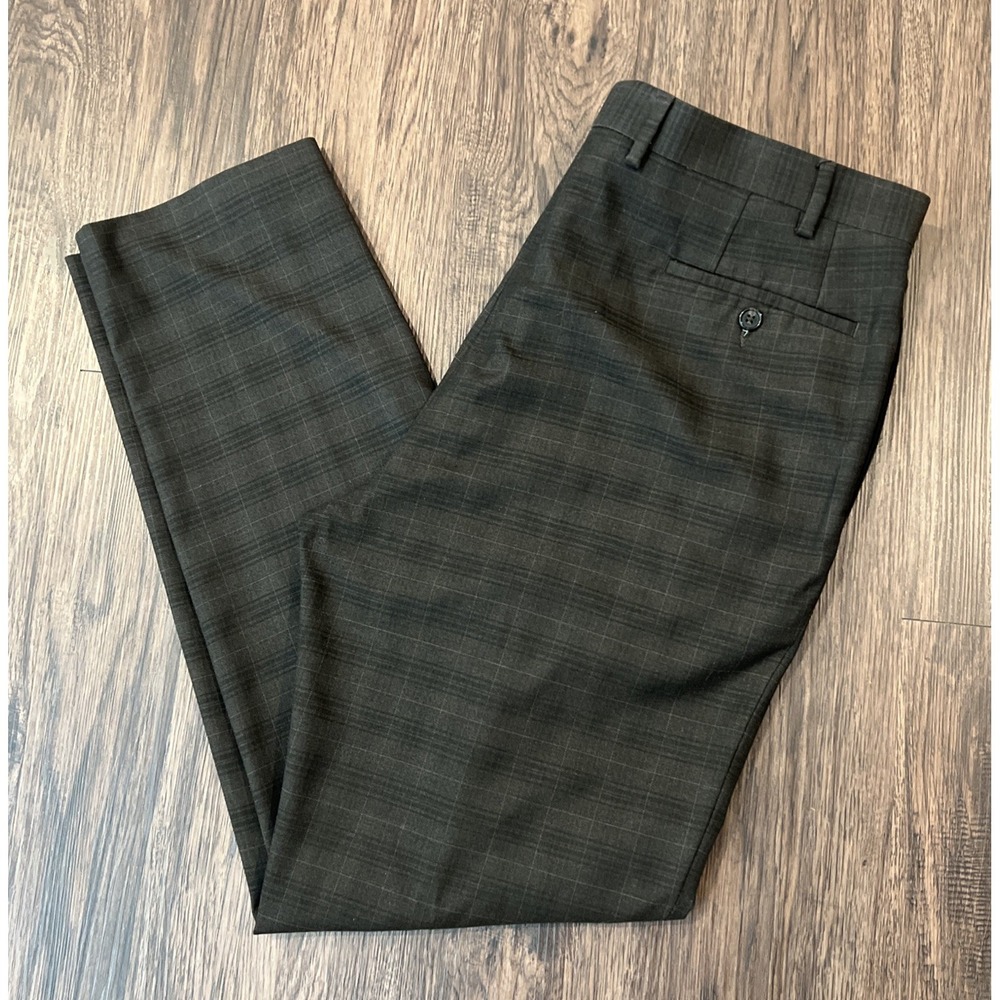 RALPH RALPH LAUREN Dress Pants Men's 38W X 32L Brown Plaid Flat Front